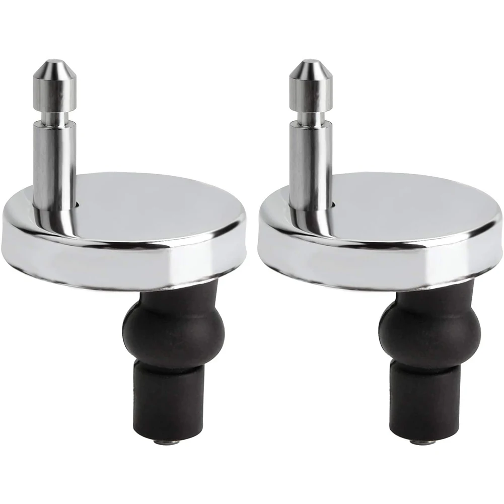 2x Toilet Seat Hinges Fitting Strong Top Close Accessories Black & Silver Heavy Duty Release Quick Replacement