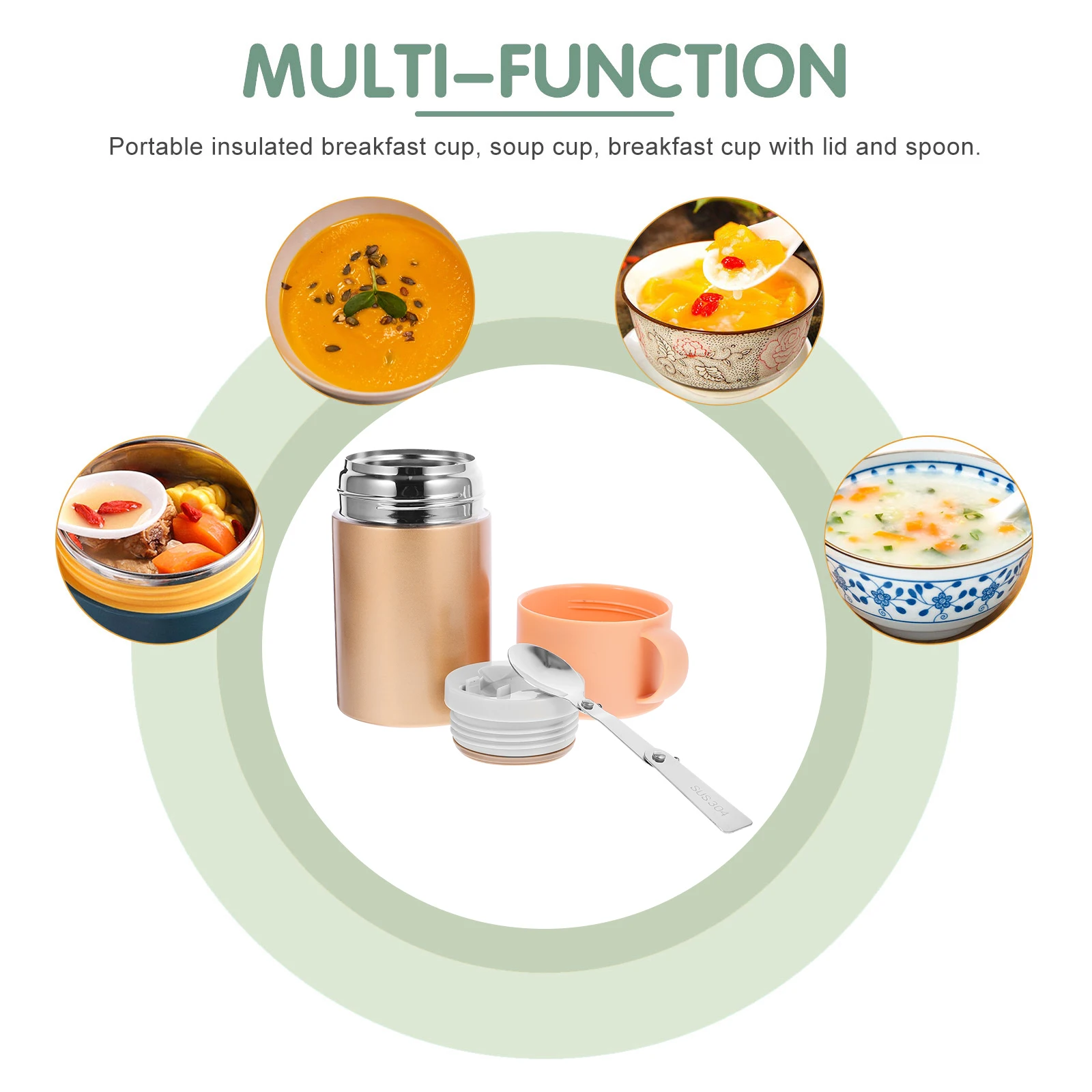 

Insulated Food Jar Stainless Steel Large Capacity Portable Thermal Soup Cup Leakproof Porridge Container for Travel Outdoor