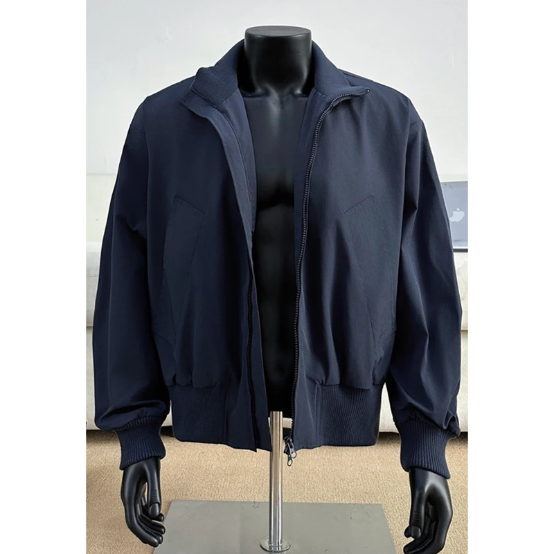 Mannen Volledige Rits Stand Kraag Bomberjack Lente Herfst Koreaanse Retro Casual Bovenkleding Effen Kleur Veelzijdig Vest Jas Man