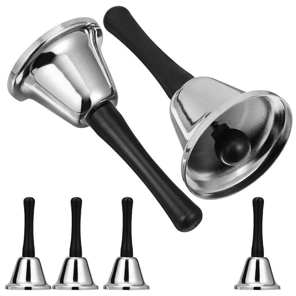 

6 Pcs H held Bells 75mm Silver Metal Durable Rustproof Christmas Decor Party Props Restaurant Call Service Bar Bell