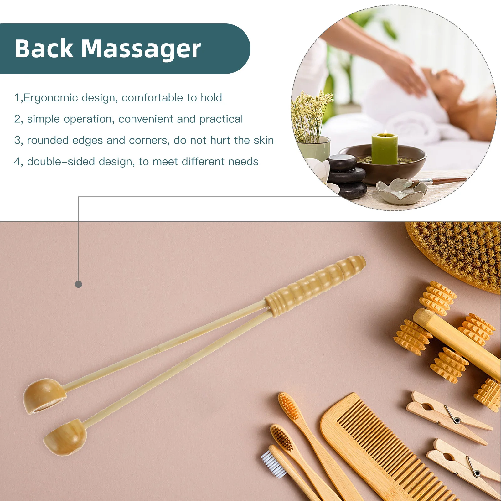 

6pcs Wooden Back Massagers Set Knob Massage Hammer For Neck Shoulder Body Pain Relief Wood Massager For Back Shoulders