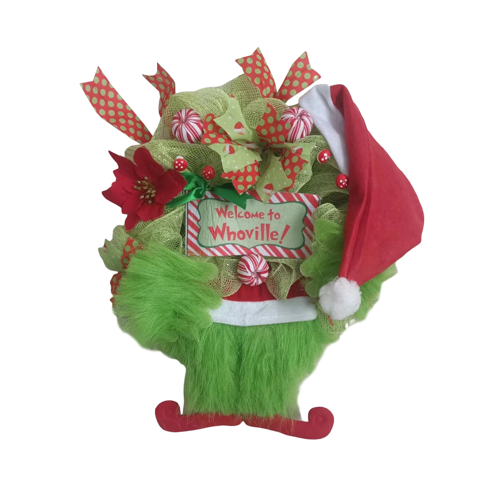 2024 New Years Hot Selling Christmas Plush Wreath Creative Elf Legs Arm Garland Front Door Hanging Decoration Xmas Best Gift