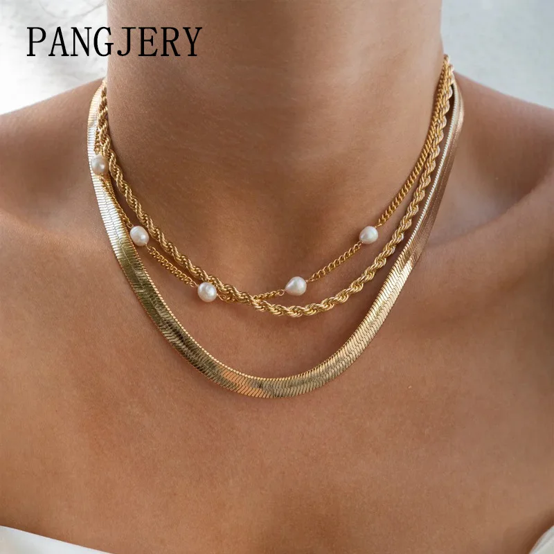 

Женская цепочка с жемчугом, из нержавеющей стали