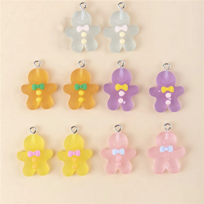 10Pcs Color Soft Sugar Transparent Cookie Resin Charms Pendant Cute Women Diy Necklace Earrings Girl Jewelry Accessories Finding