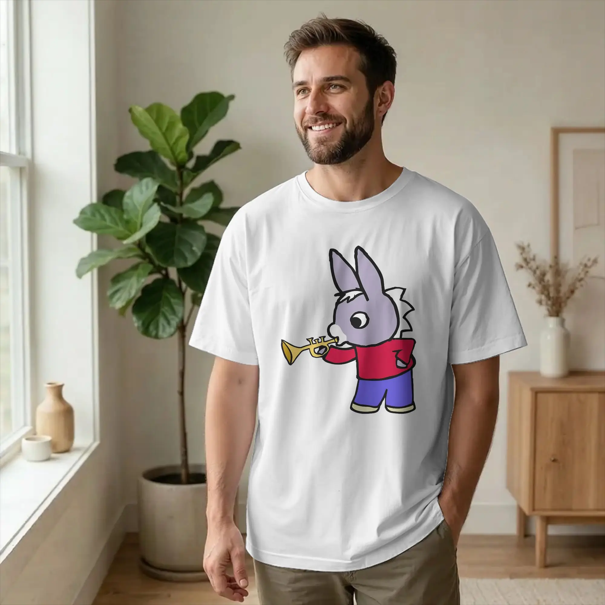 Trotroes Cute Donkey Cartoon T-Shirt Men Learning Adventure Fashion Pure Cotton Tees O Neck Short Sleeve T Shirts Plus Size Tops