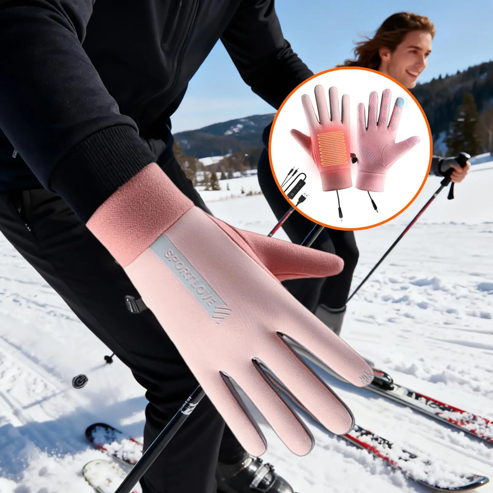Heated Gloves For Men Flexible Control USB Powered Warm USB Heated Glovesr For Cycling For Skiing Hiking Cycling Snowboarding