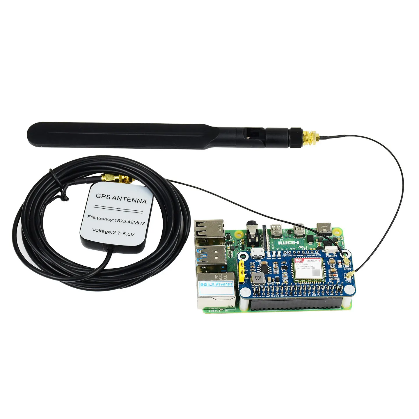 Raspberry Pi NB‑IoT/Cat‑M(eMTC)/GNSS Expansion Board, SIM7080G Module, Global Coverage