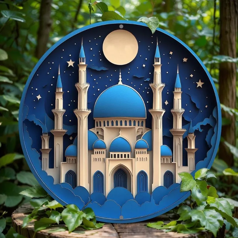 

Palace-Themed Round Metal Aluminum Wall Art, 2D Flat Print Decorative Sign for Home, Office, Kitchen, Party Decor, Holiday Gifts