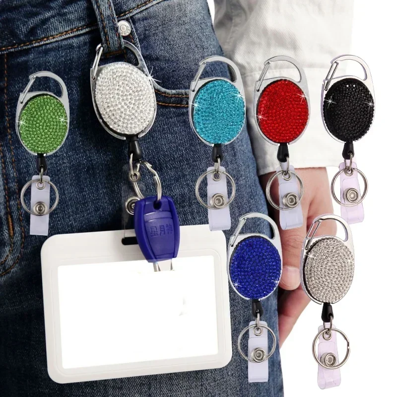 1Pcs Anti-theft Metal Easy-to-pull Buckle Rope Elastic Keychain Sporty Retractable Key Ring Anti Lost Car Key Holder Name Tag