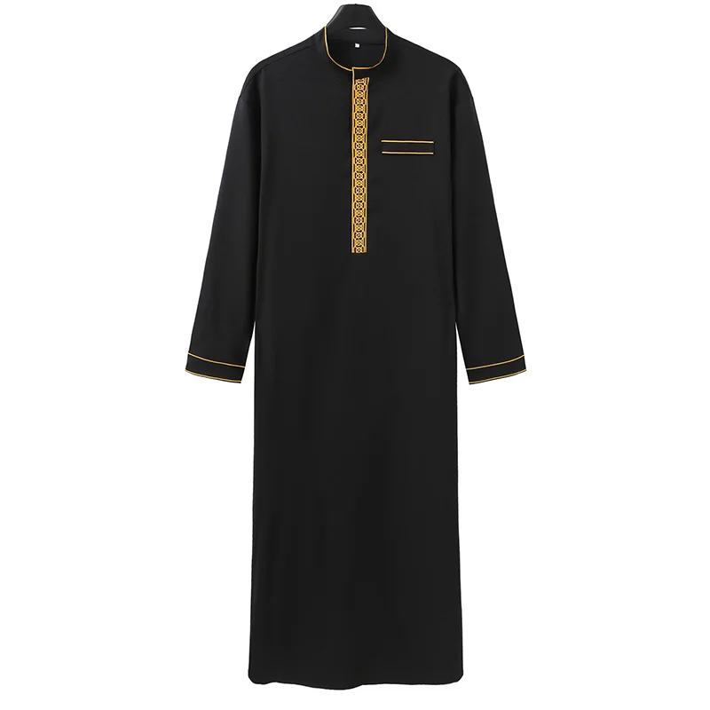 ชุดคลุมปักลายคุณภาพสูงสำหรับผู้ชายมุสลิมแบบดั้งเดิม ด้วยด้ายสีทอง เหมาะสำหรับโอกาสที่มีความสง่างามและยิ่งใหญ่