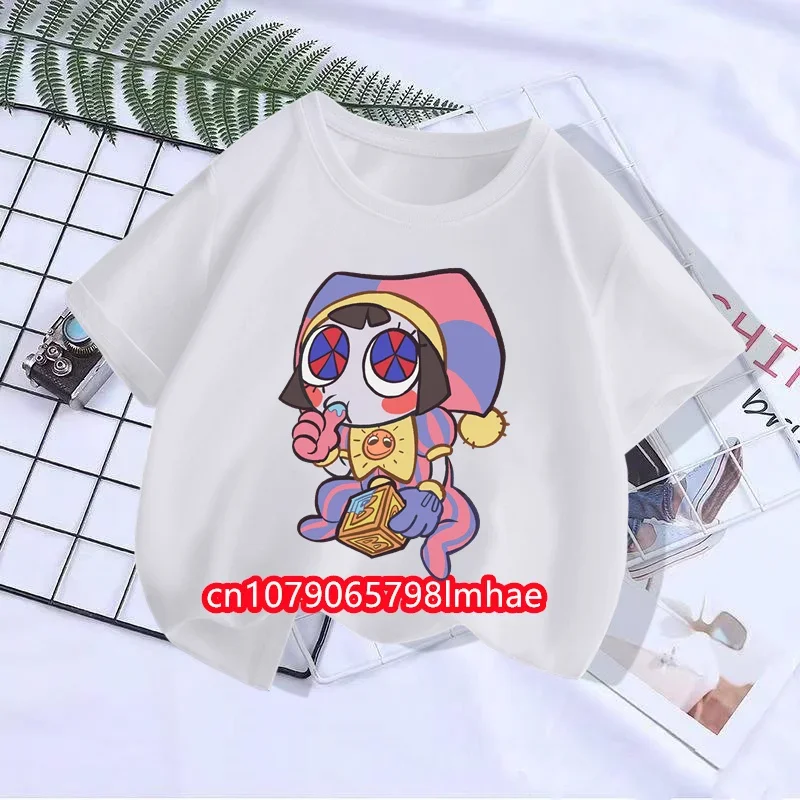 Neue Anime T-Shirts die erstaunliche digitale Zirkus Pomni Streetwear Junge Mädchen Mode T-Shirt Kinder Sommer Tops Kleidung