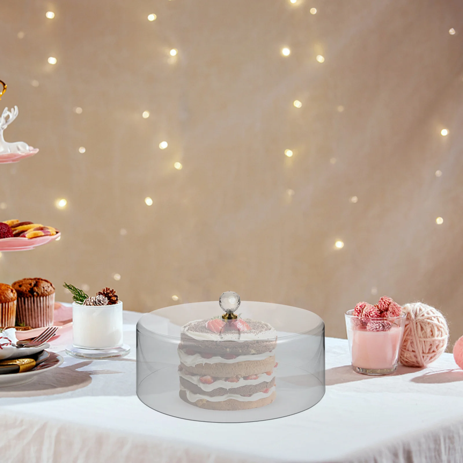 Прозрачная акриловая крышка для торта, многоразовая пылезащитная крышка для еды, стильная купольная крышка для торта на свадьбу, день рождения, акриловая крышка для еды