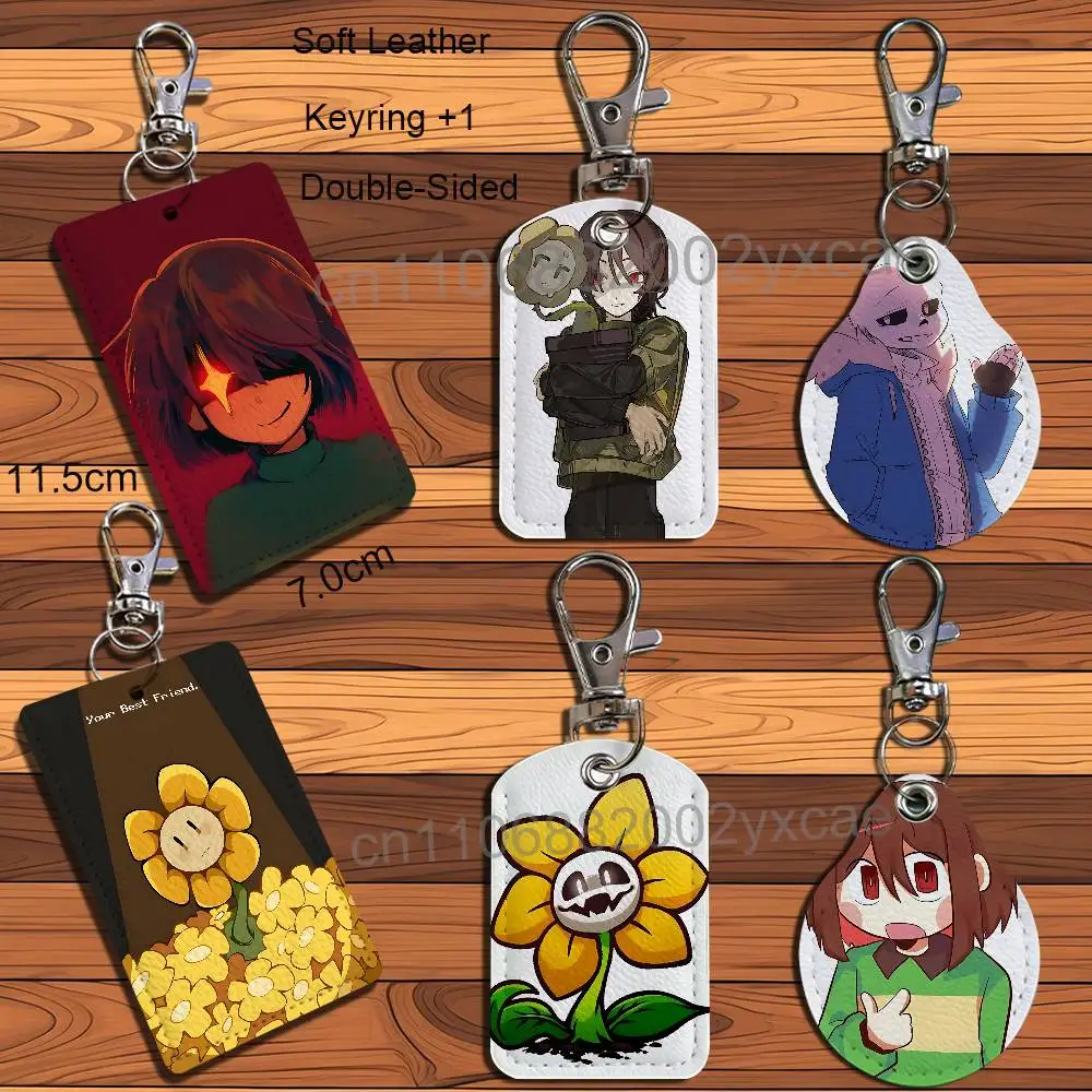 

Exquisite Flowey Chara Undertale Sans Keychain Holder Suitable For Subway Bank Card Bus Card Case Badge Holder Wallet Card