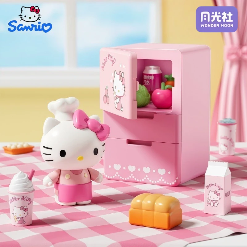 

Sanrio Happy Refrigerator Assembling Building Blocks Kawaii Anime Cartoon Toy Model Collectible Ornaments Children Holiday Gifts