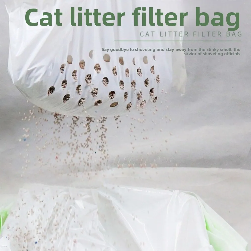 

7pcs New Plastic Sifting Litter Bags Multi-size Thickened Mesh Litter Bag Universal White Cat Poop Bag Pet Supplies