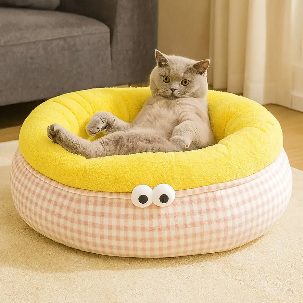 

Universal Cartoon Pet Dog Bed Soft Warm Cat Sleeping Mattres Donut Shape Thickened Dog Kennel Travel