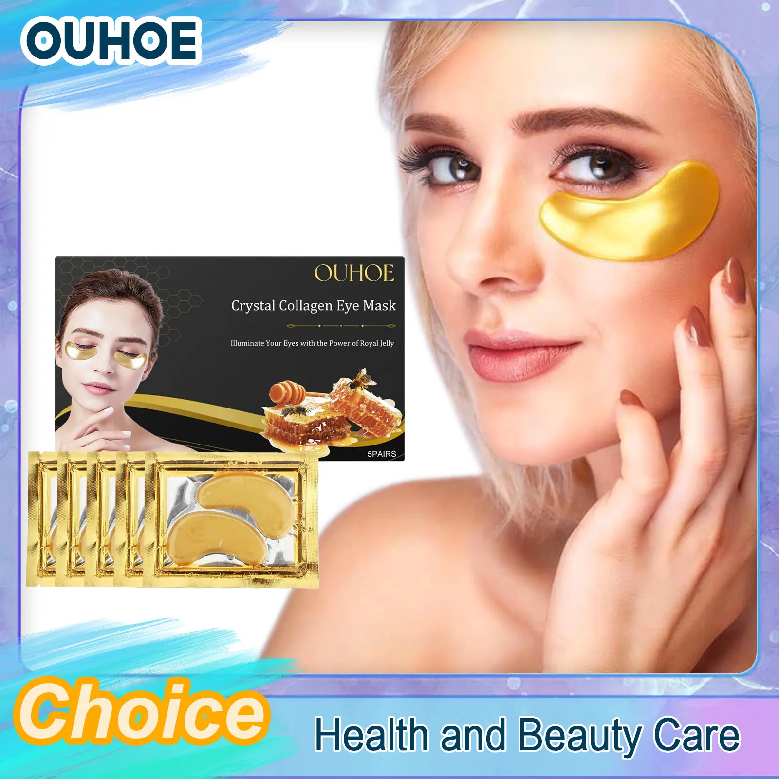 Crystal Collagen Gold Eye Mask Fade Dark Circles Anti Eye Bag Puffiness Moisturizing Firming Nourish Hydrating Patches Skin Care