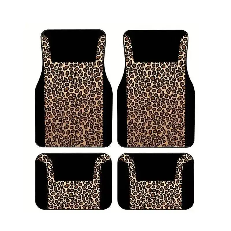 

Universal Leopard Print Car Floor Mats 4pcs Set Anti-slip Waterproof Auto Foot Carpets Interior Accessories For SUV Sedan Truck