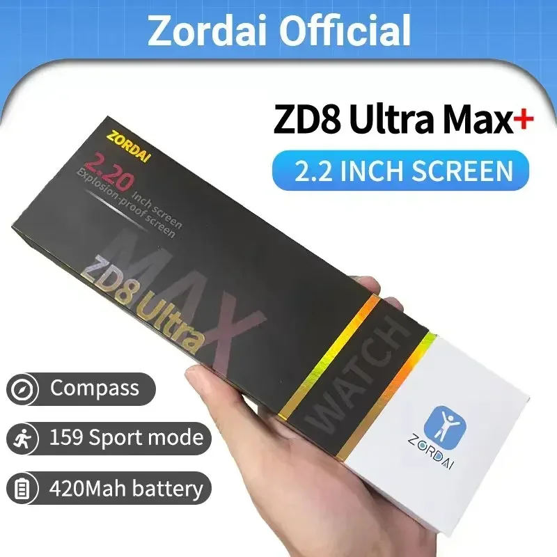 

2026 Original Zordai Zd8 Ultra Max Plus+ Smart Watch Men 49mm AI Watch Faces Compass BT Call NFC Sports Original Watch Ultra