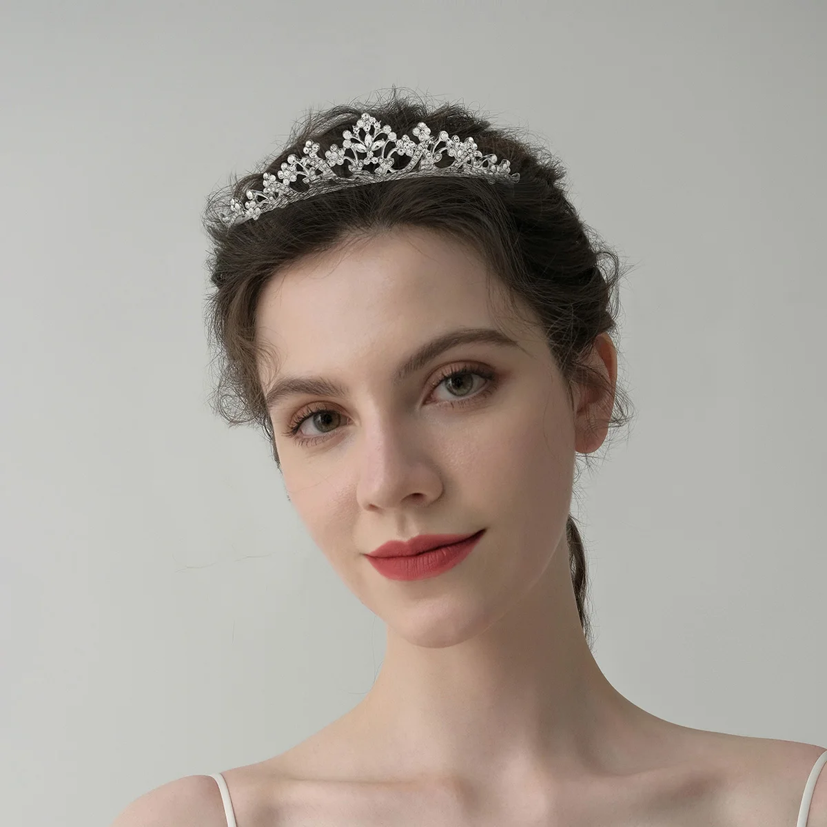 Fashion Alloy Flower Crown Hair Accessories For Women Sparkling Rhinestone Tiara Headpiece Party Jewelry Hairband  As Gifts image 2