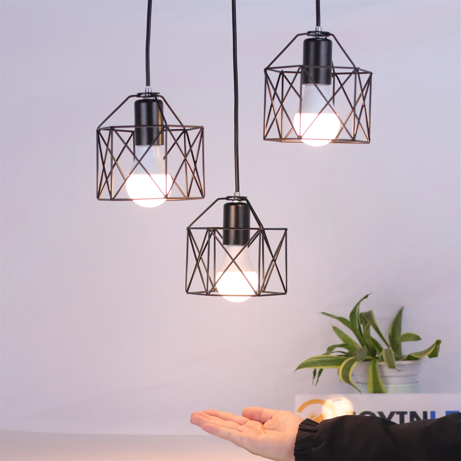 

JOYINLED E27 Retro Ceiling Lamps Black Industrial Light Fixture Vintage Semi Flush Mount Ceiling Lights Porch Hallway Mini Metal