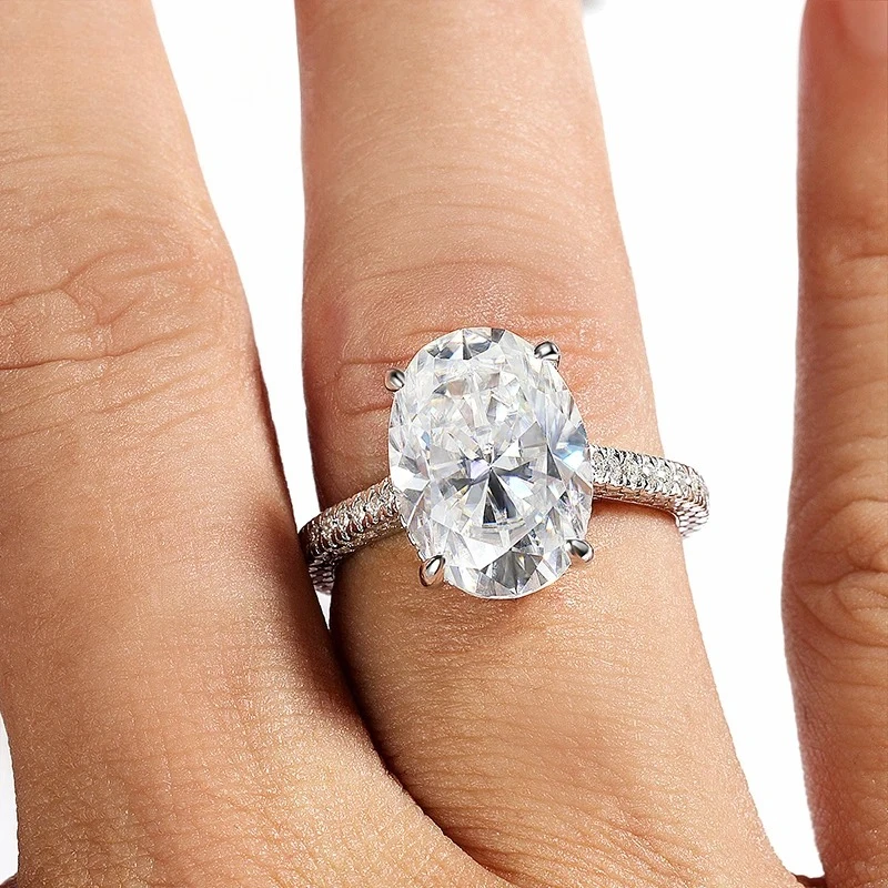 

Свадебные кольца с муассанитом 8CT для женщин, роскошные, с овальной огранкой, сверкающие, из стерлингового серебра 925 пробы, лабораторные бриллианты цвета D, VVS1, женские украшения