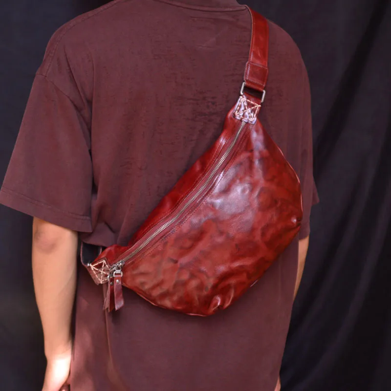 Torba na klatkę piersiowa męska ze skóry AETOO o dużej pojemności roślina garbowana skóra bydlęca torba na ramię crossbody osobowościowa marka modowa all-matc