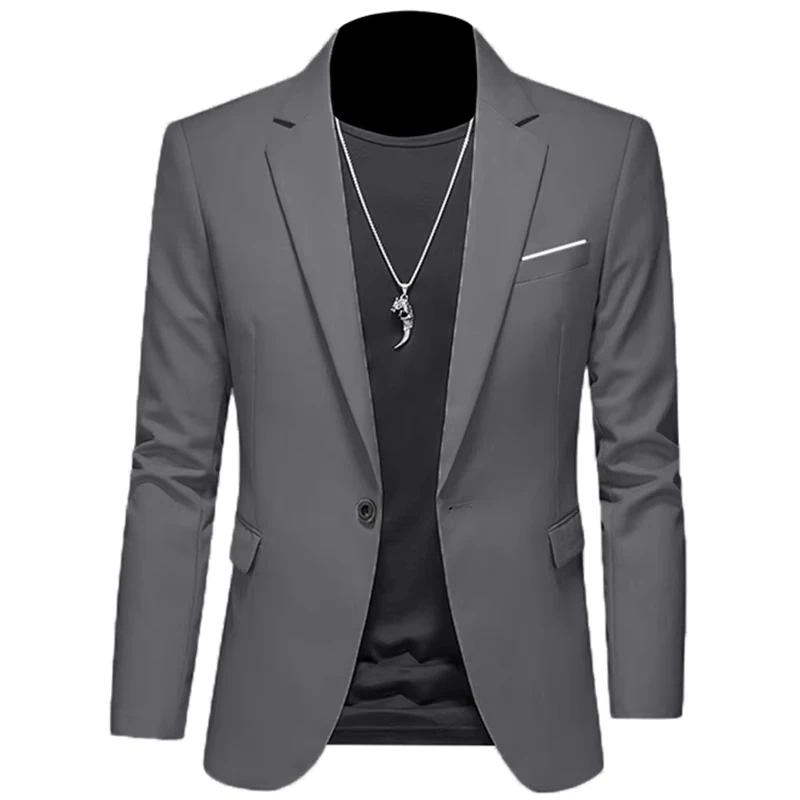 X79 Herren Freizeit lässig Boutique Business einfarbig Slim Fit Anzug Blazer Jacke Mantel