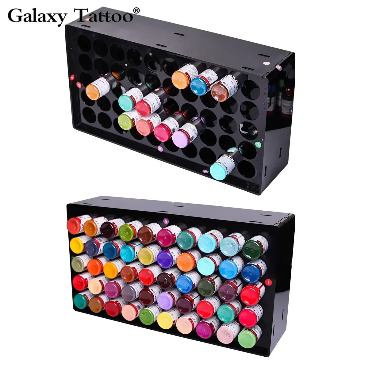 50 Holes Tattoo Ink Display Stand Holder Wall-Mounted Tattoo Pigment Bottle Rack Tattoo Holders Cosmetic Organizer Storage Case