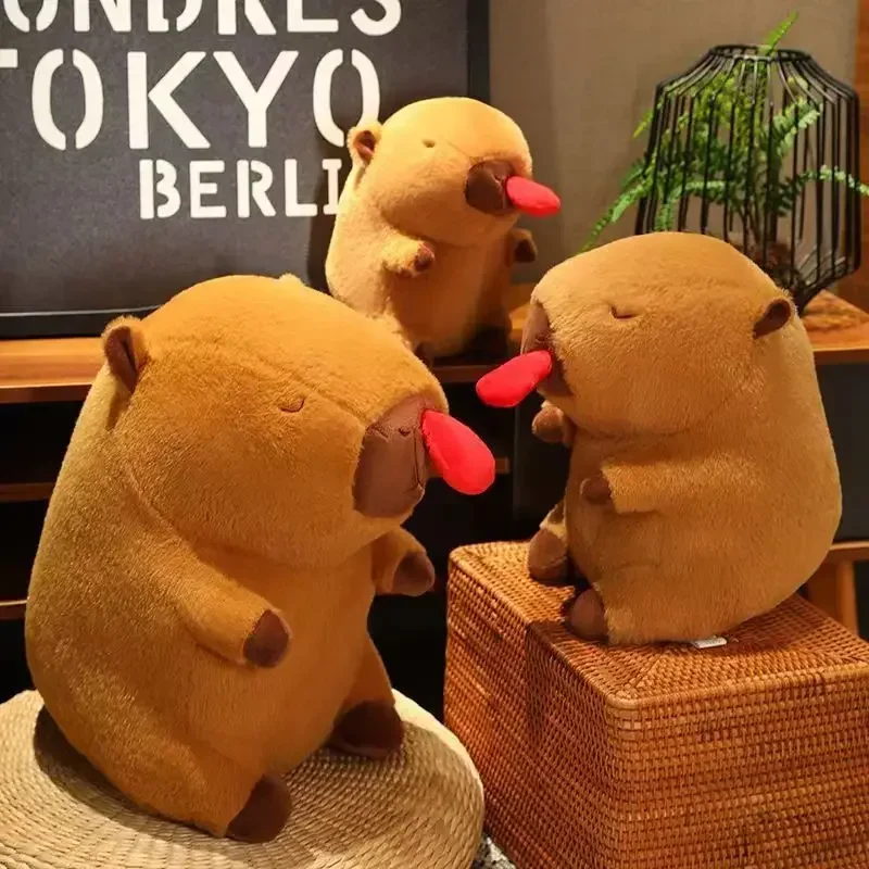 Capybara 만화 봉제 장난감 시뮬레이션 동물 인형 베개, 가정 장식, 푹신하고 부드러운 봉제 인형, 어린이 크리스마스 선물, 25cm