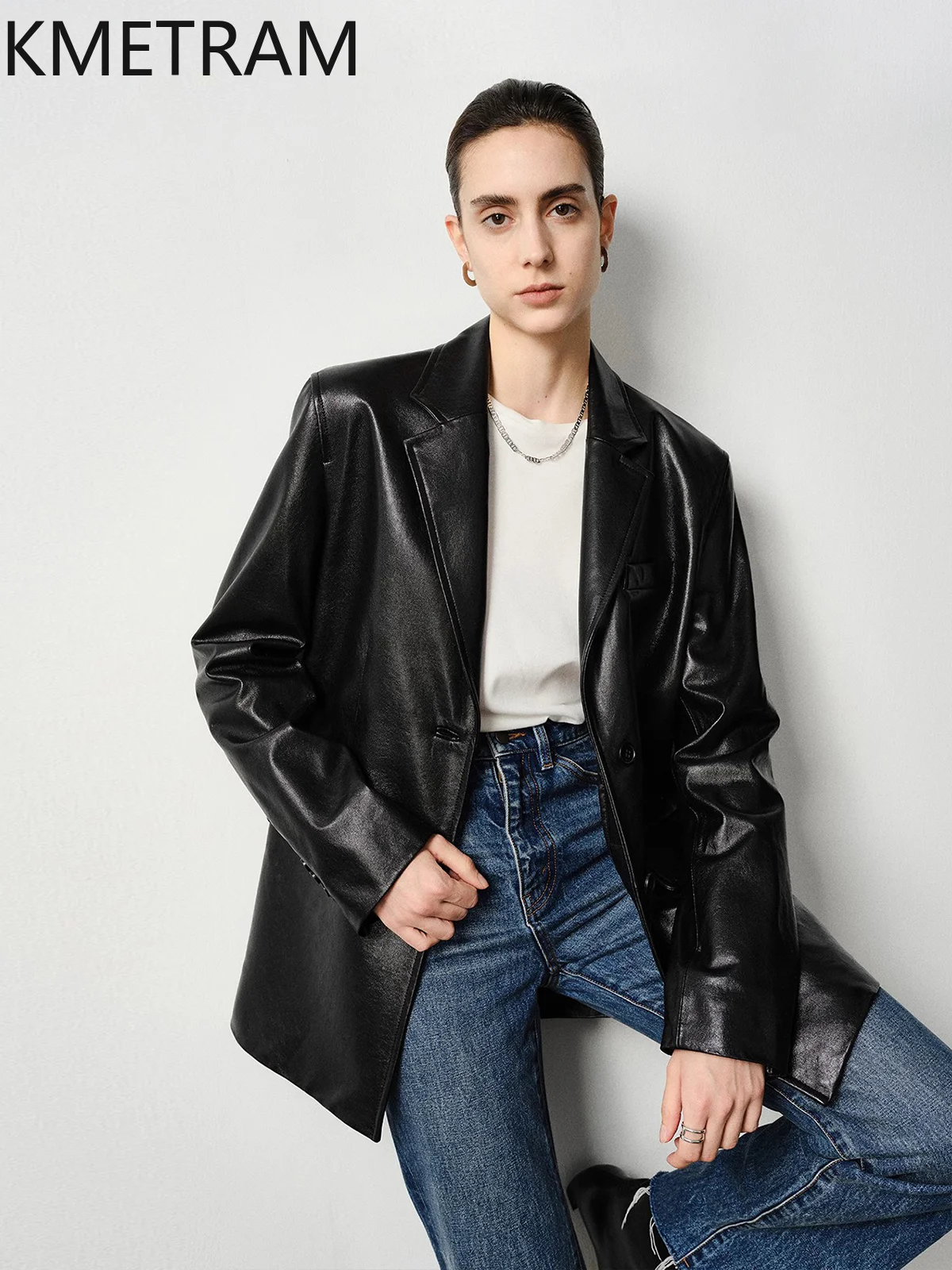 سترة نسائية من جلد الغنم المدبوغة بالخضراوات لعام 100% سترات بدلة من الجلد الطبيعي عالية الجودة لخريف 2025 ملابس نسائية جديدة في معطف