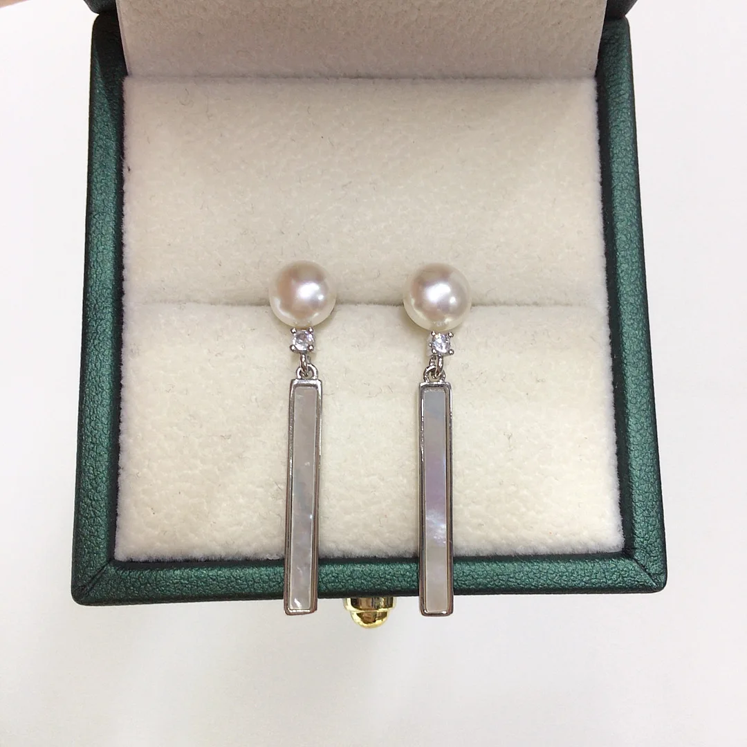 

WT-MPE176 New Arrival Popular Mother Of Pearl Square Shape Earrings 925 Silver Pin For Girls Daily ACC Jewelry