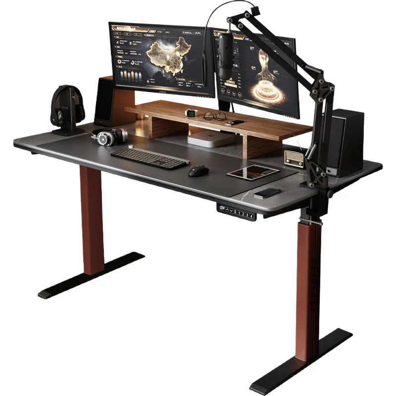 

Electric lifting desk Slate lifting table Desktop solid wood computer desk Bedroom table Modern office desk