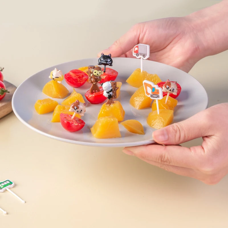 6pcs Animal Cat Paw Fruit Fork Mini Cartoon Children Snack Cake Dessert Pick Toothpick Bento Lunches Party Plastic Decoration