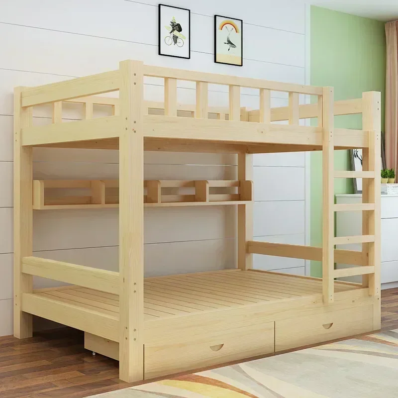 2024 Custom Color Kid Bedroom Furniture Wood Children\'s Kids Bunk Beds Metal with Stairs Two Layers Adult Solid Customize