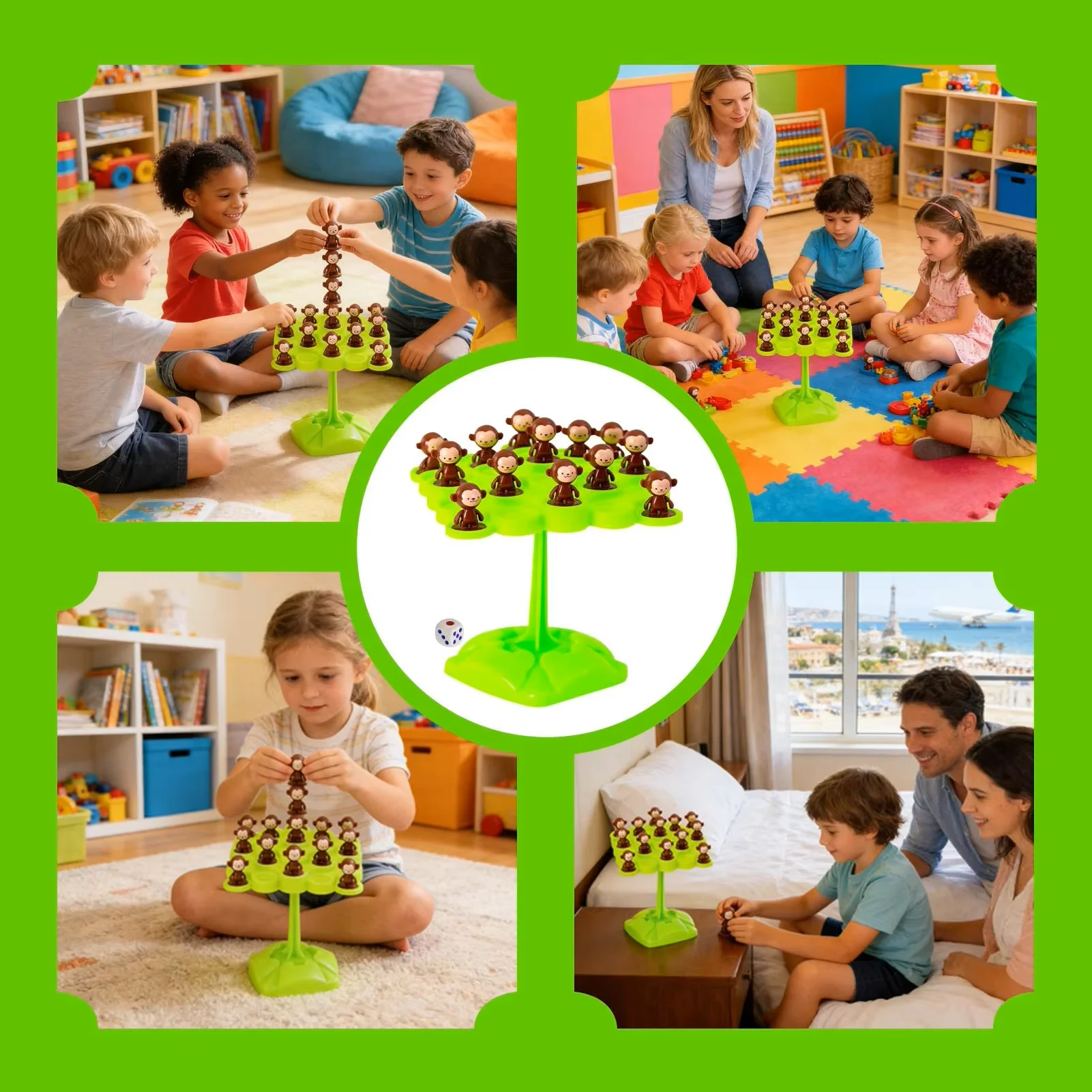 Monkey Balance Tree Game 28pcs Mini Monkeys Dice STEM Educational Stacking Toy Kids 3+ Family Fun Board Game Birthday Gift