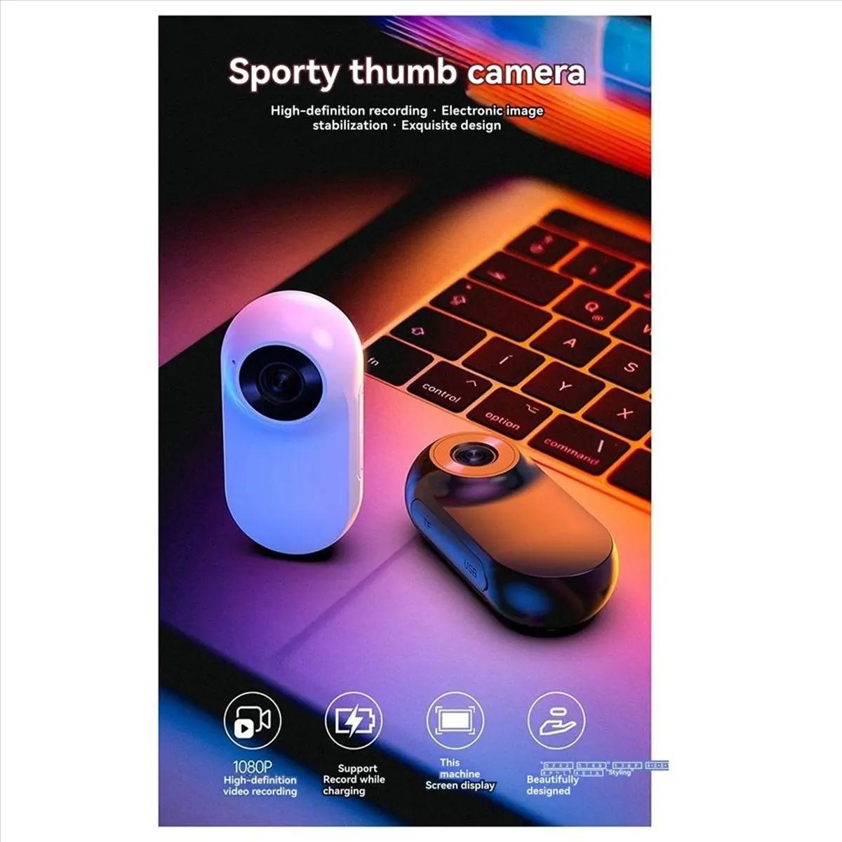 Caméra de collier pour animaux de compagnie, rechargeable par USB, HD 1080P, écran LCD, caméra sport pour animaux, fonction vidéo et photo, pour chats, blanche