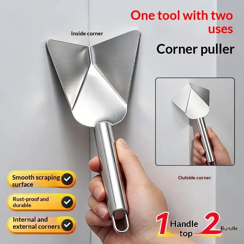 Stainless Steel Drywall Corner Trowel Dual Use Inside Outside Corners Corrosion Resistant for Commercial Wall Finishing Project