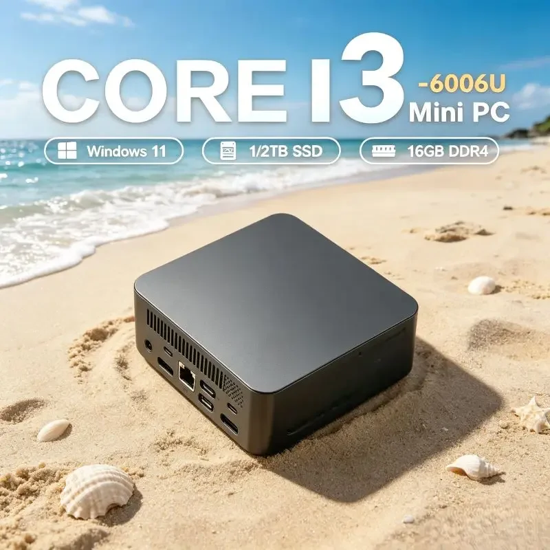 

Slim Mini Desktop PC, Intel Core I3-6006U, 16GB SSD, Win11, Fast WiFi6 and 4K Display, Convenient to Use for Daily Work Demands