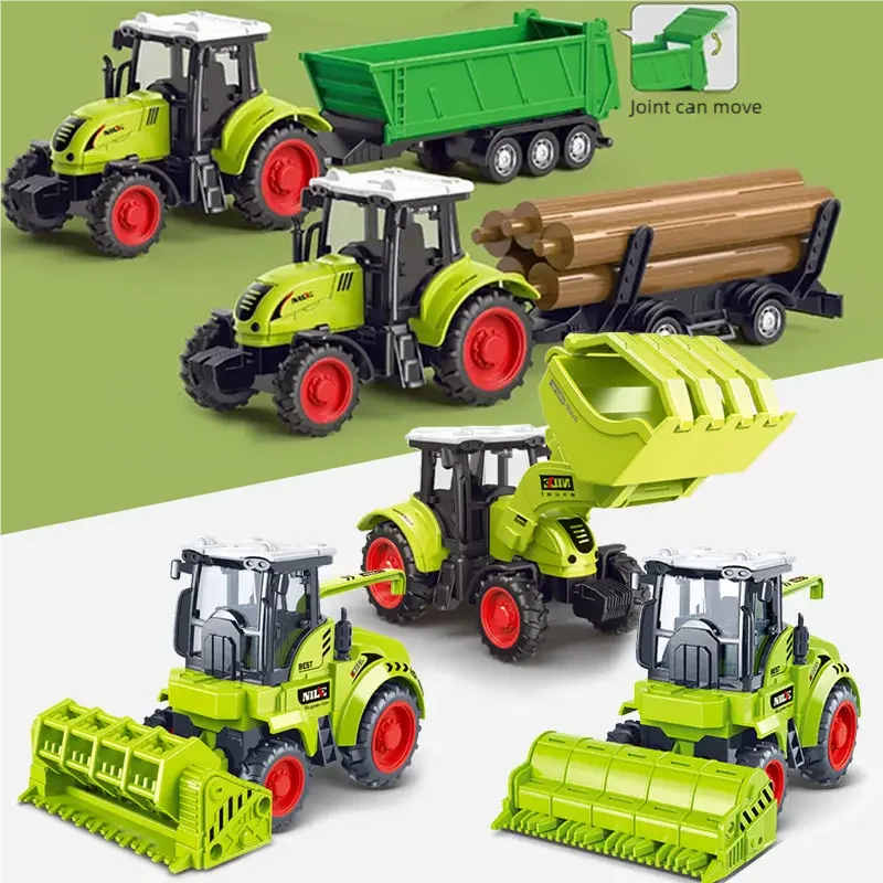 Children\'s Farmers Toy Car Tractor Inertia Harvesting Wheat Looser Transportation Car Simulation Field Engineering Car Model