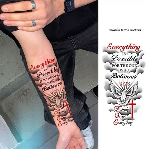 Qualquer coisa é possível tatuagens temporárias carta de incentivo à prova dwaterproof água falso tatoo adesivo arte corporal tatoo adesivo corporal para homem