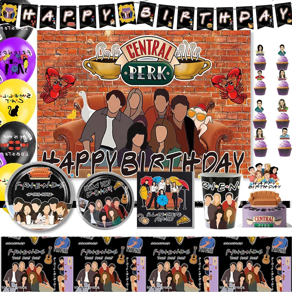 

Classic TV Show F-Friends Birthday Party Decoration Cup Plate Balloons Ameican Backdrop Banner Party Supplies Baby Shower Gift