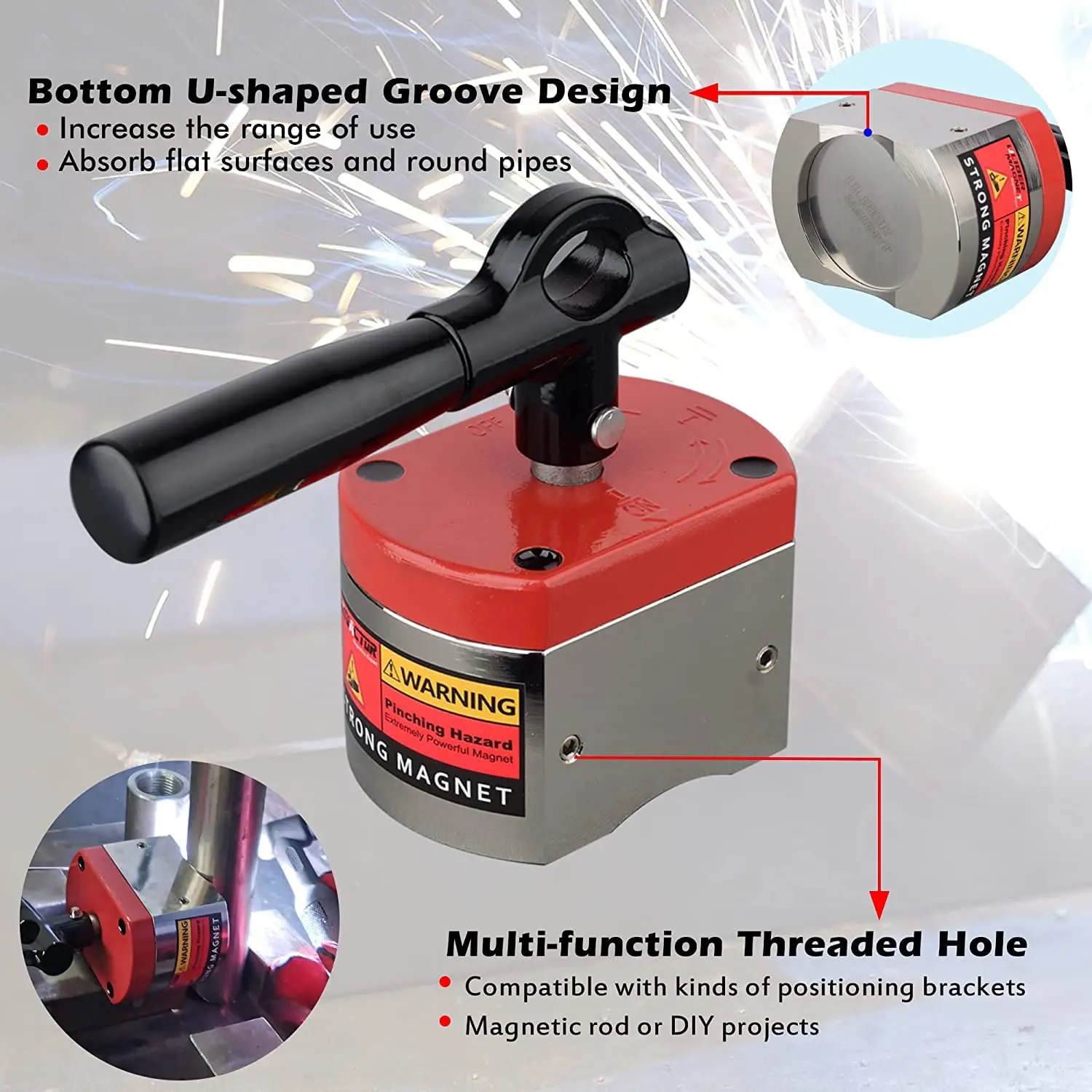 Imagem -03 - Forte Magnético Praça Braçadeira Suporte para Kit de Soldagem Ligar e Desligar Ímã de Soldagem Ferramentas Suprimentos e Acessórios 660 Lbs