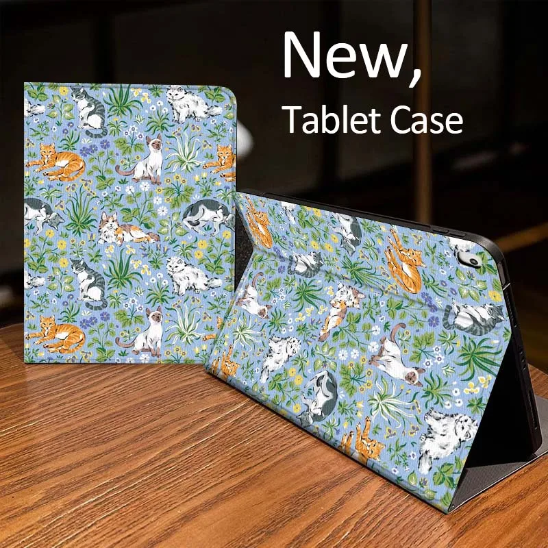 

Cartoon Cat Floral Pattern Case For iPad Pro mini Air 1 2 4 3 5 6 7 8gen 9gen 11 M2 M3 M4 6th 7th 10th 11th Gen 2025 Tablet