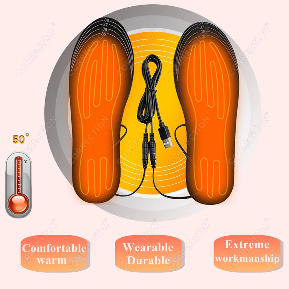 USB Heated Shoe Insoles Electric Foot Warming Pad Feet Warmer Sock Pad Mat Winter Outdoor Sports Heating Insole Winter Warm