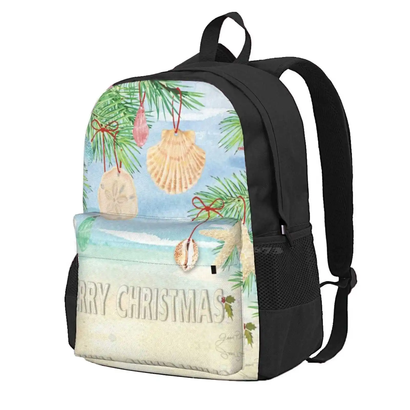 Coastal Christmas E Hot Sale Schoolbag Backpack Fashion Bags Coastal Holiday Seasonal Ornaments Ocean Lake Sand Dollar Star