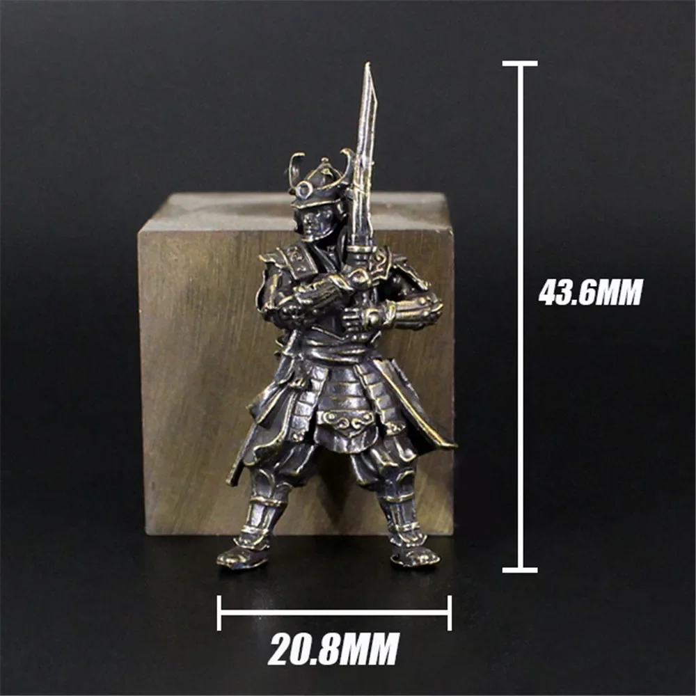 Pure Copper Japanese Samurai Model Ancient Soldier Toy Model Desktop Decoration Men's Gift Figurine 4cm Black