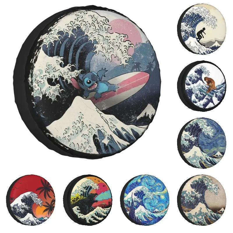 The Great Alien Off Kanagawa Spare Tire Cover for Toyota Land Cruiser Prado Jeep RV Camper Car Wheel Covers 14\