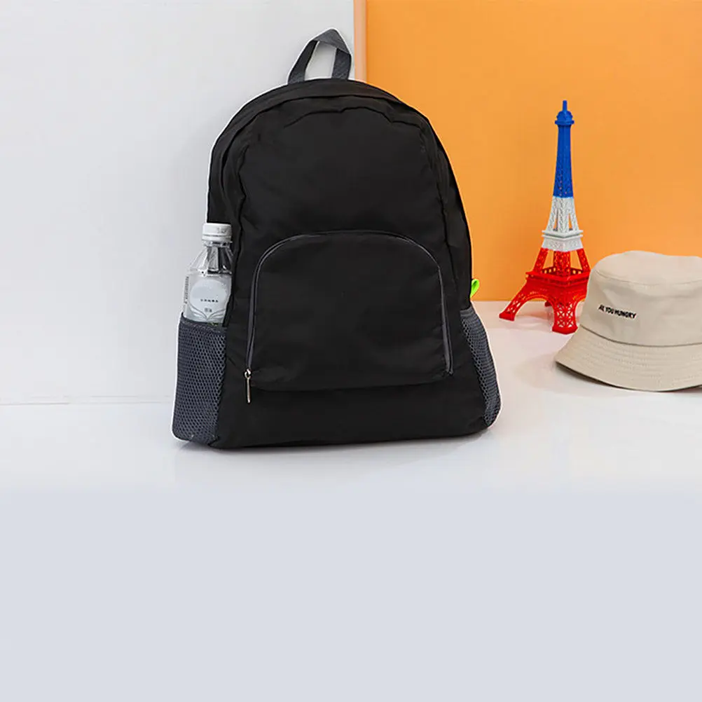 Lightweight Waterproof Foldable Backpack Black Travel Outdoor Large Capacity Hiking Camping Portable Schoolbag Mesh