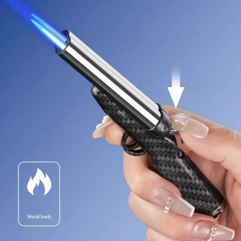 Creative Gun Dual Flames Lighter Refillable Butane Gas Jet Flame Lighter Smoking Accessories Gift For Men Dropshipping Suppliers